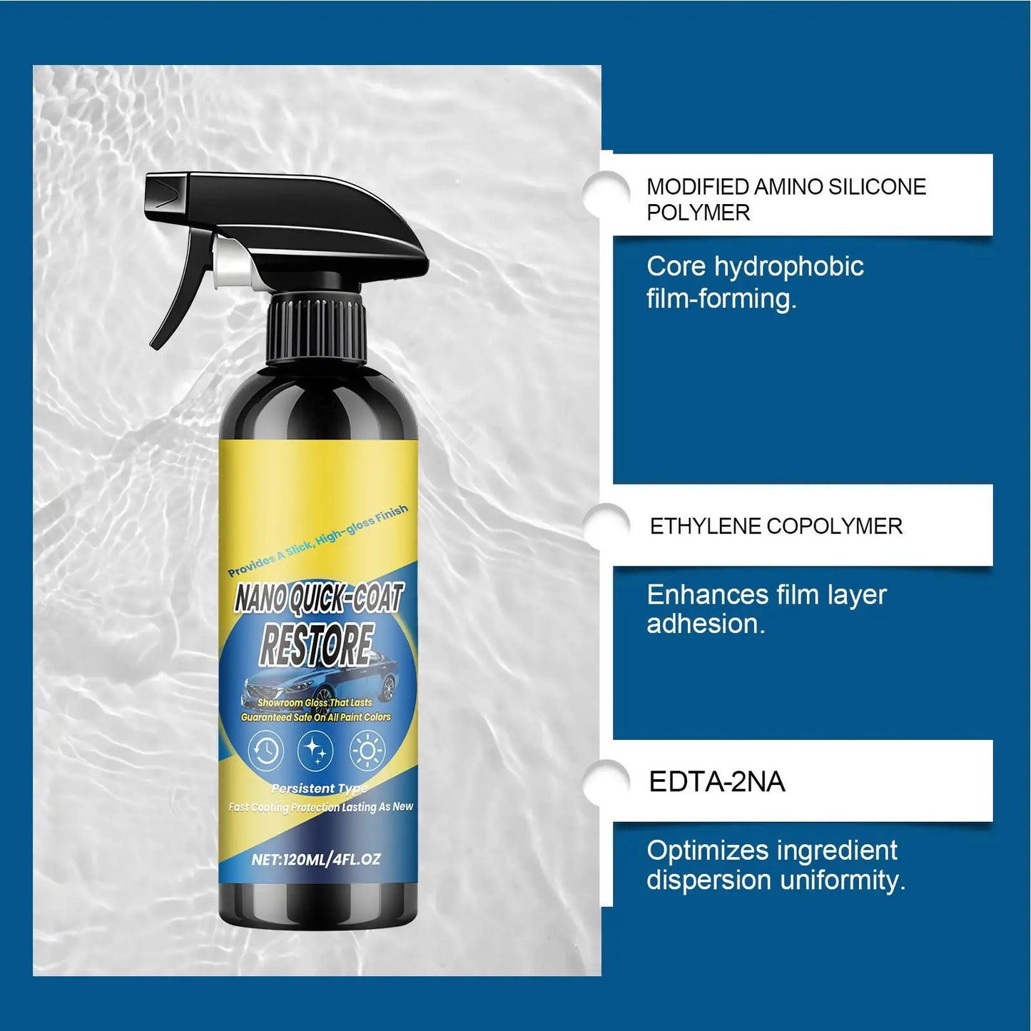 120ml Auto-Keramikbeschichtungsspray Nano-Versiegelung Schnellpflegespray für Autodetailing mit Hochglanz-Schutzschic...