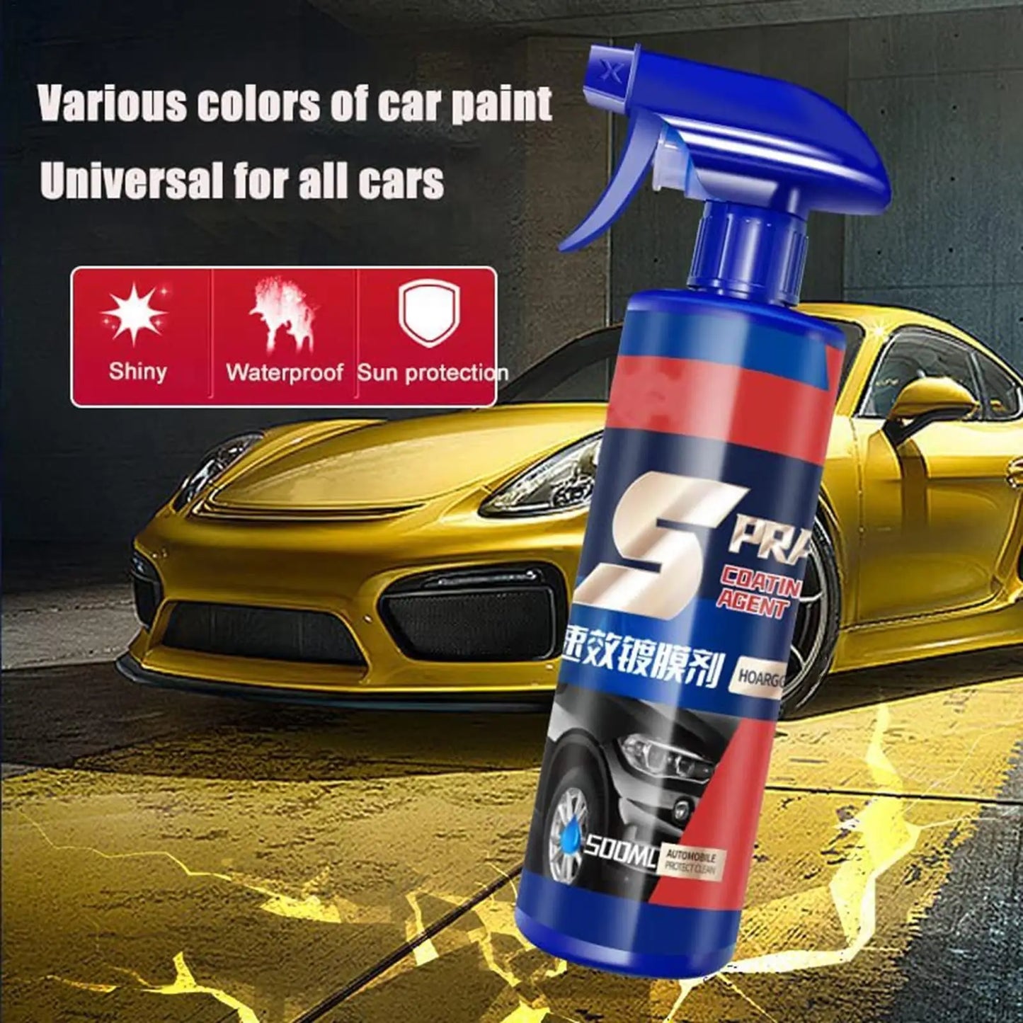 3-in-1 Auto-Keramikbeschichtungsspray 500ml Auto-Nano-Keramikbeschichtung Kratzerentferner für die Fahrzeugaußenhaut ...