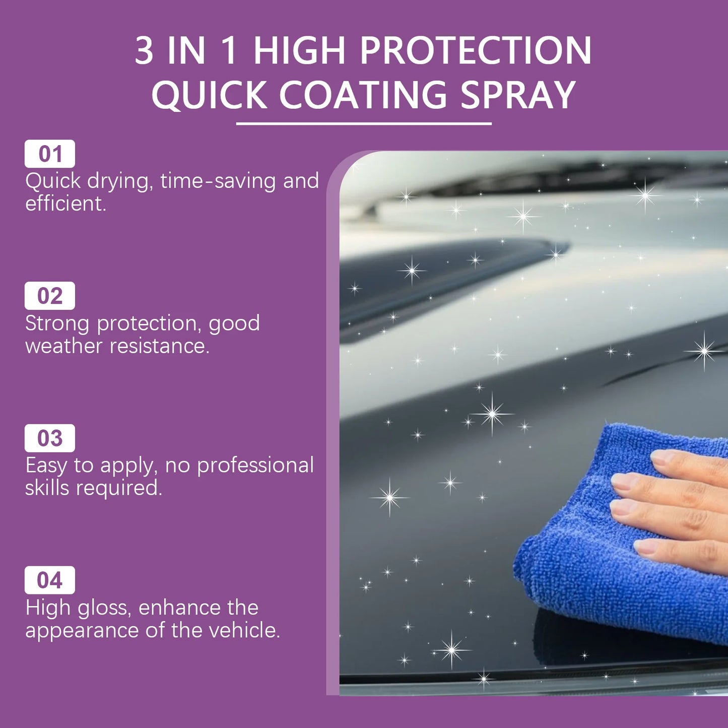 3 IN 1 Auto-Keramikbeschichtungsspray, Nano-Kristall-Hydrophob-Schicht, hoher Schutz, Autowachs, Polieren, Autokaross...