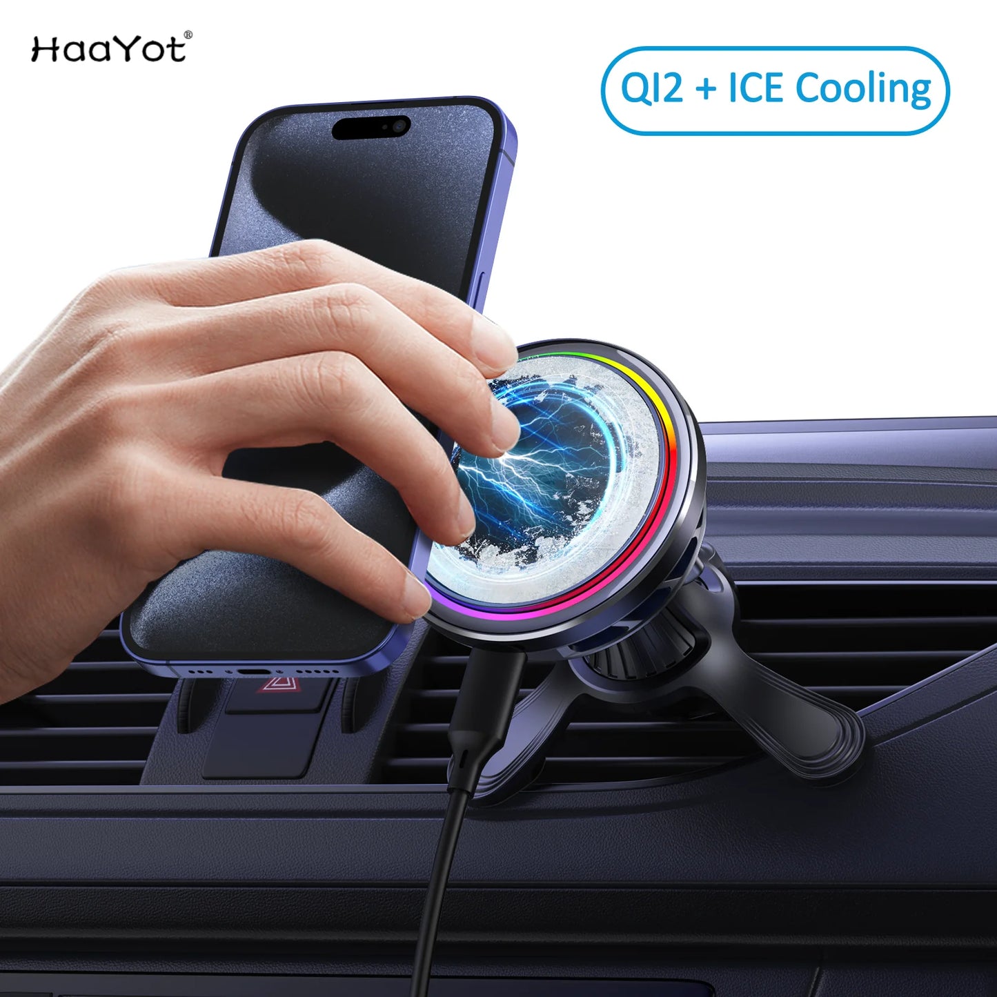Air Vent Phone Stand RGB & Eiskühlung & Auto 25W QI2 magnetisches