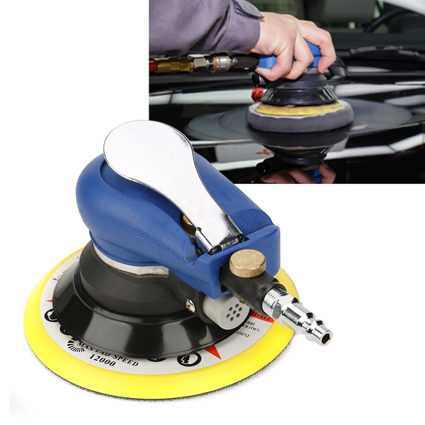AT-980 5/6 Zoll Druckluft-Exzenterschleifer, Rundpolierer, pneumatisches Handschleifwerkzeug, Exzenterschleifer, Rund...