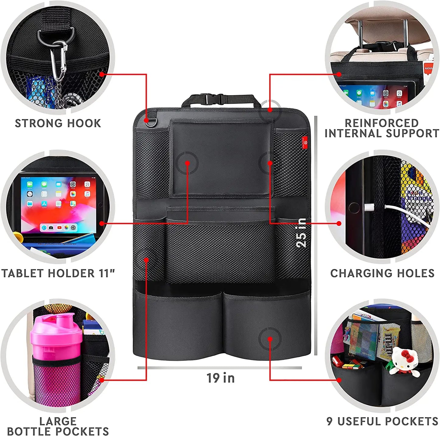 Rücksitz Auto Organizer, Kick Matten Zurück Seat Protector mit Touch Screen Tablet Halter, auto Rücksitz Organizer fü...