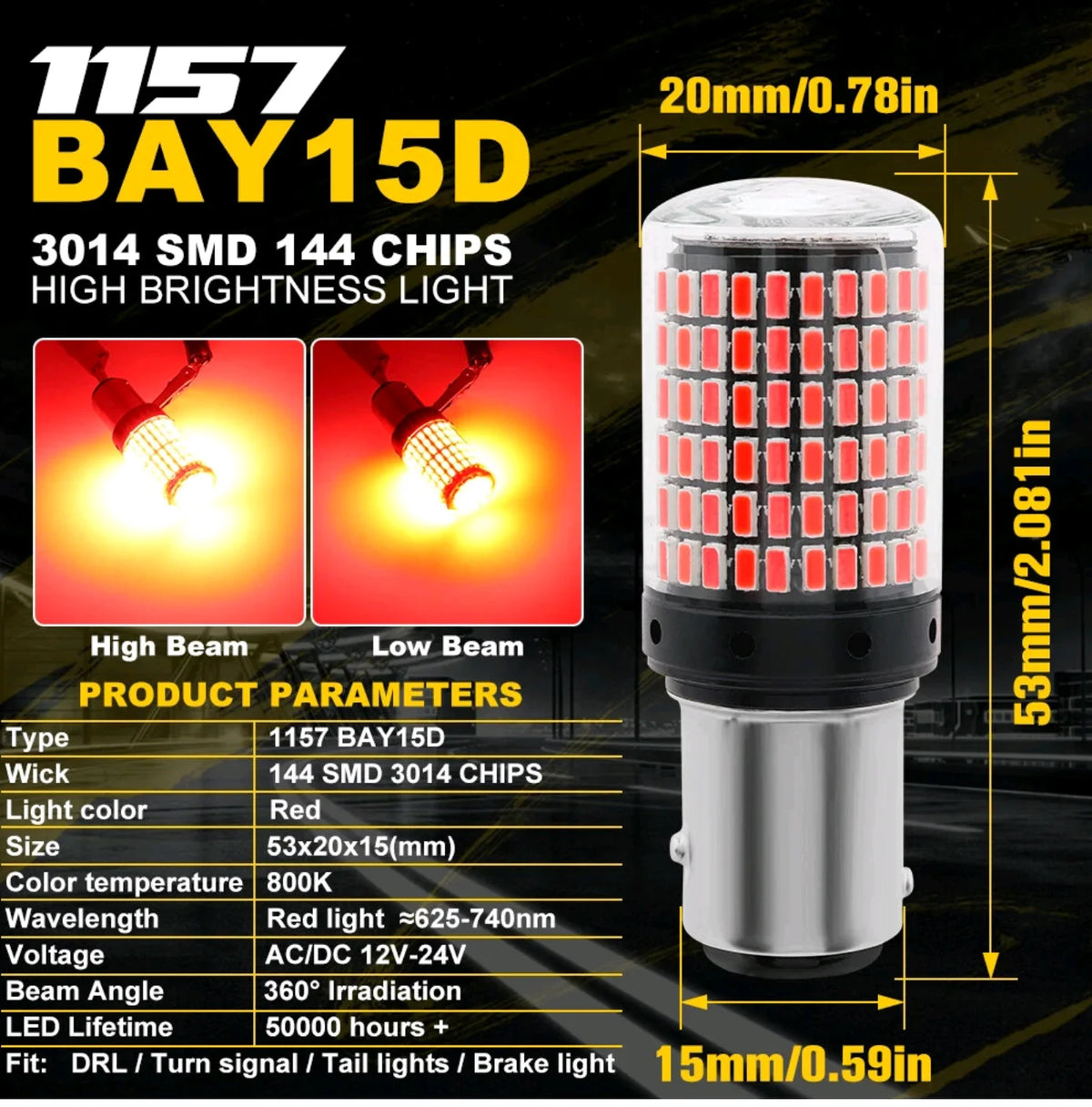 144 LED 1157 P21/5W BAY15D CANBUS Bremslicht – SwissGlanzGarage Ansicht 4