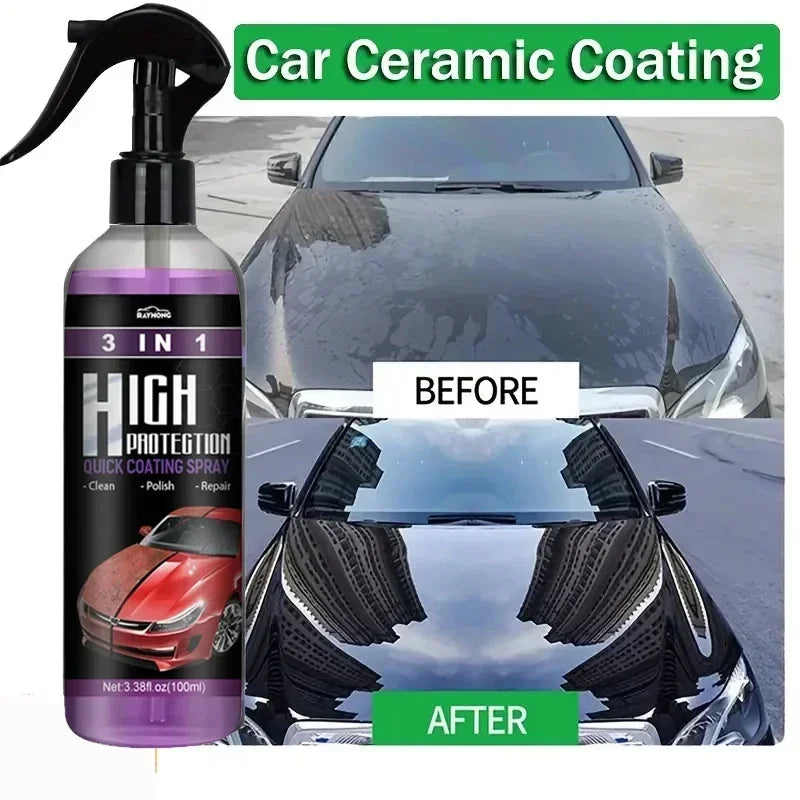 3-in-1-Schnellkeramikbeschichtung, Fortify-Car-Wachs-Polierspray, hydrophob, intensiver Glanz, Glanz für Glas, Räder ...