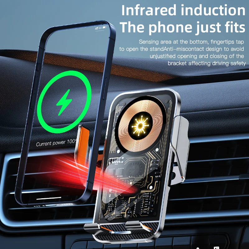 Neuer kabelloser Autotelefonhalter mit Ladegerät, 15 W, kabellose Handy-Aufladung, Handy-Halterung für Auto für IPhon...