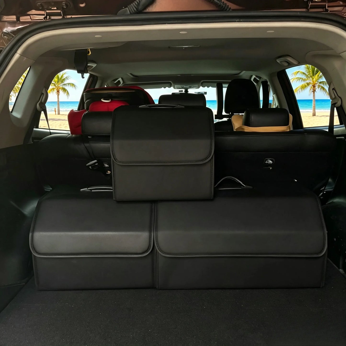 Lagerung Box PU Leder Mehrzweck Faltbare Auto Stamm Lagerung Organizer Auto Stamm Organizer Verstauen Aufräumen Auto ...