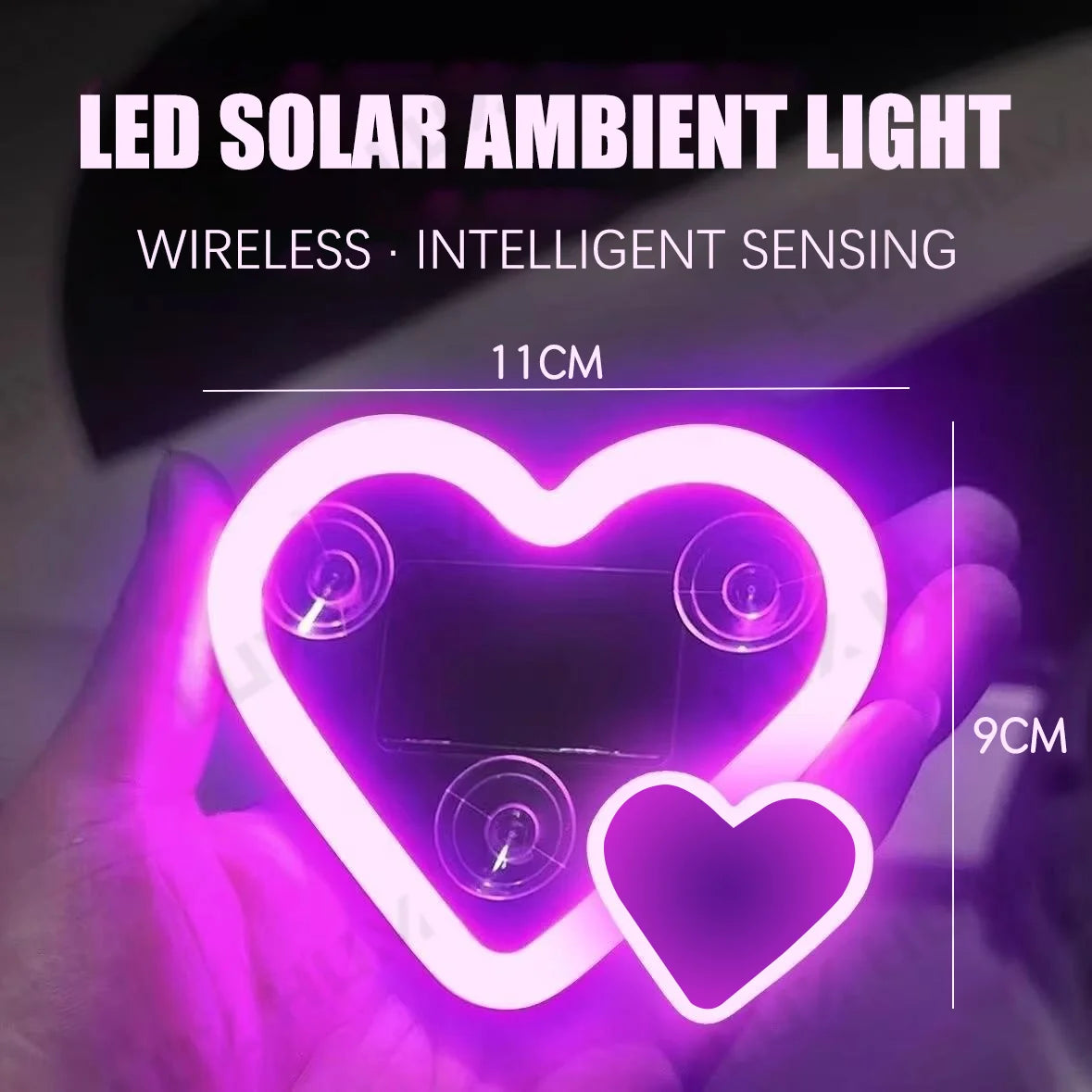 Solar LED Herz-Ambientebeleuchtung – SwissGlanzGarage Ansicht 3