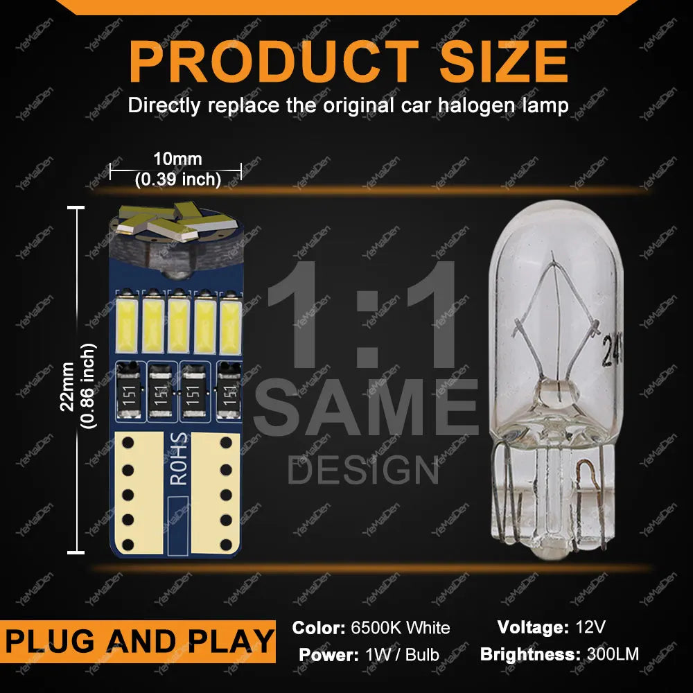 T10 W5W LED CANBUS Birne 6500K Weiss – SwissGlanzGarage Ansicht 2
