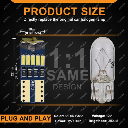 T10 W5W LED CANBUS Birne 6500K Weiss – SwissGlanzGarage Ansicht 2