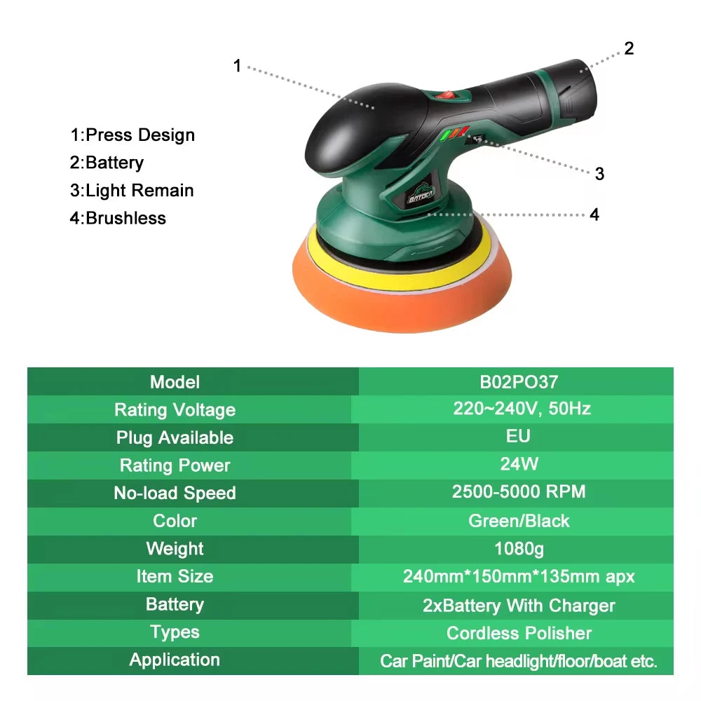 BATOCA Kabellose Auto-Poliermaschine Dual Action – SwissGlanzGarage Ansicht 3