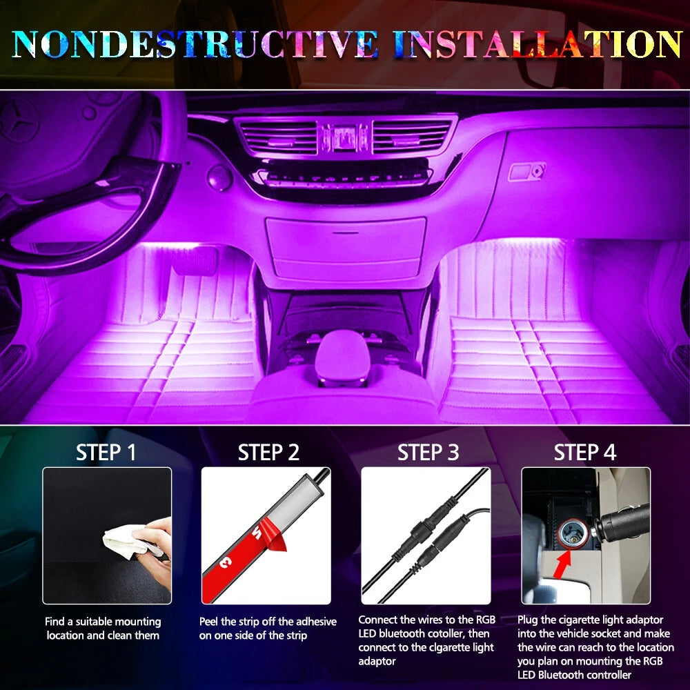 Auto Innen Lichter Neon Atmosphäre RGB LED Streifen Bar Auto