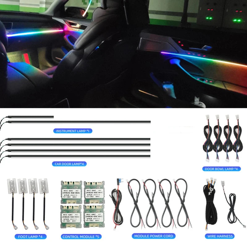 LED Auto-Innenraumbeleuchtung 64 RGB Symphonie Acryl-Lichtleiter