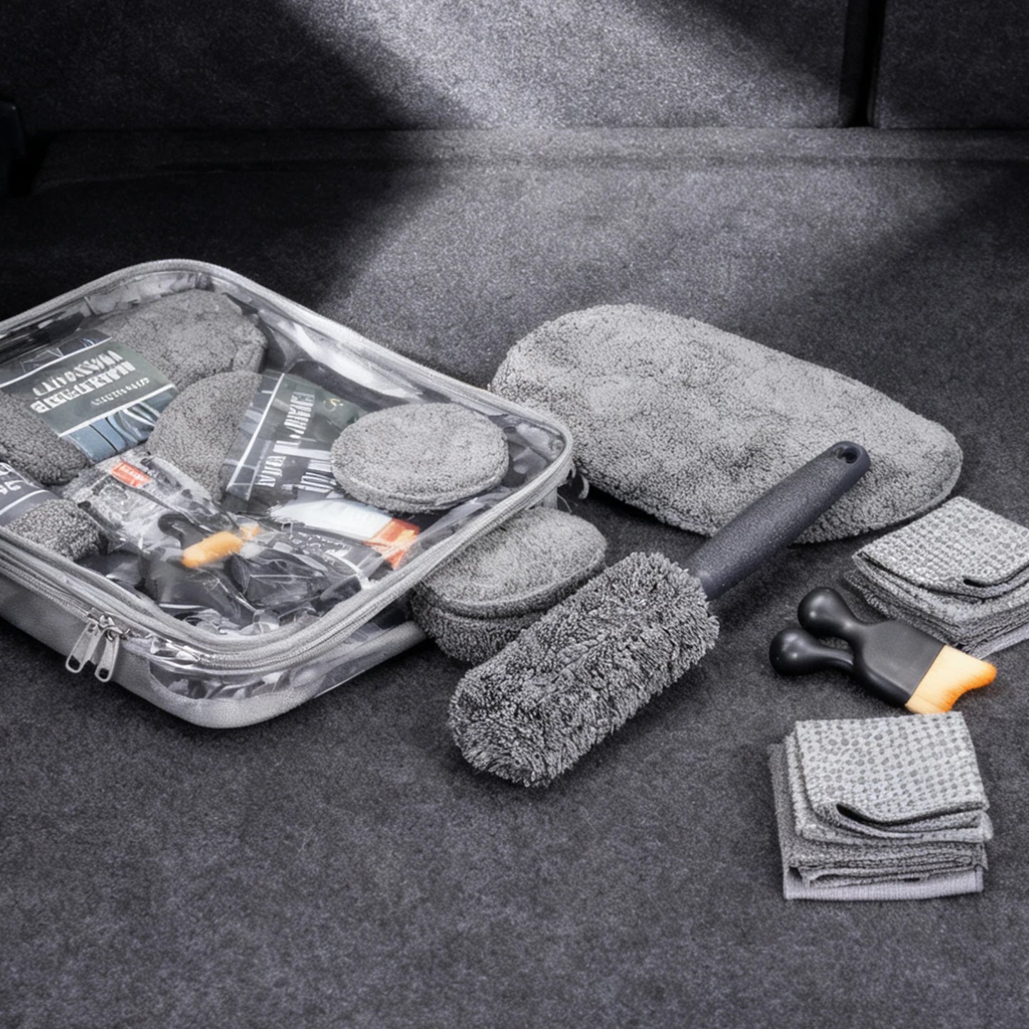 11-teiliges Mikrofaser Autowasch Profi-Set mit Bürsten und Handschuh