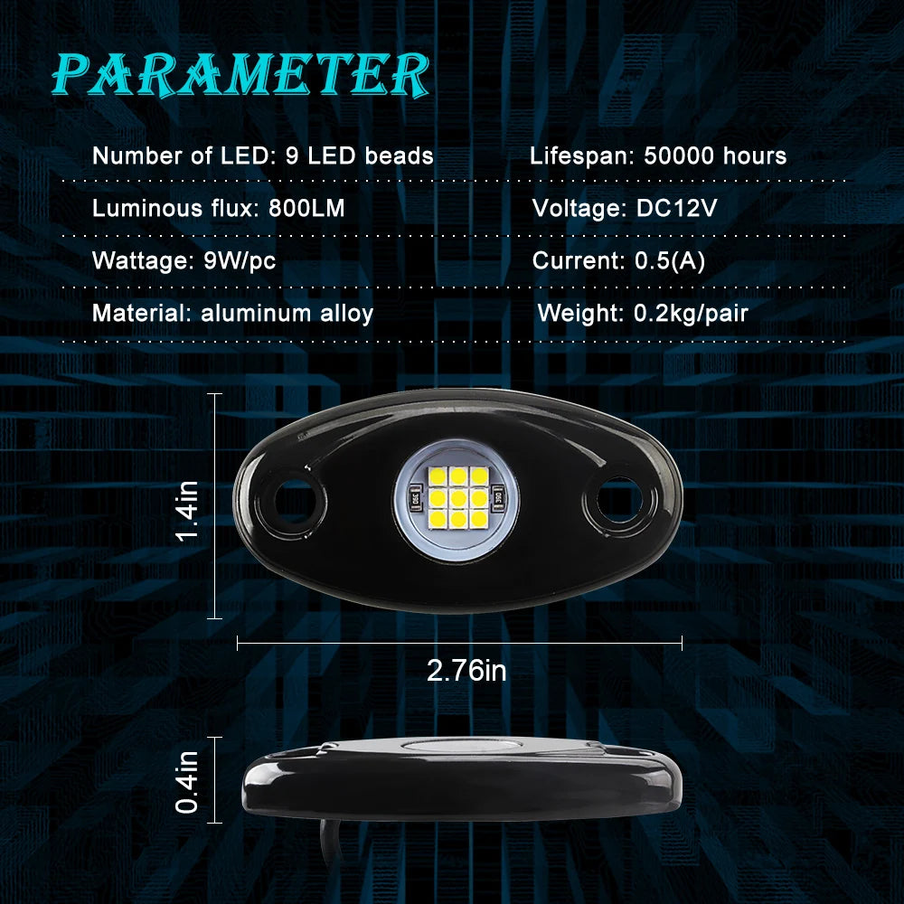 9LED RGB Auto Rock Licht Set – SwissGlanzGarage Ansicht 5