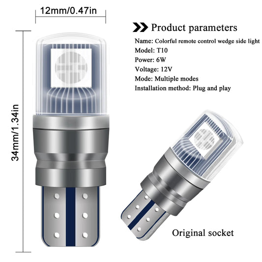 RGB T10 W5W LED Auto-Lampe Set – SwissGlanzGarage Ansicht 2