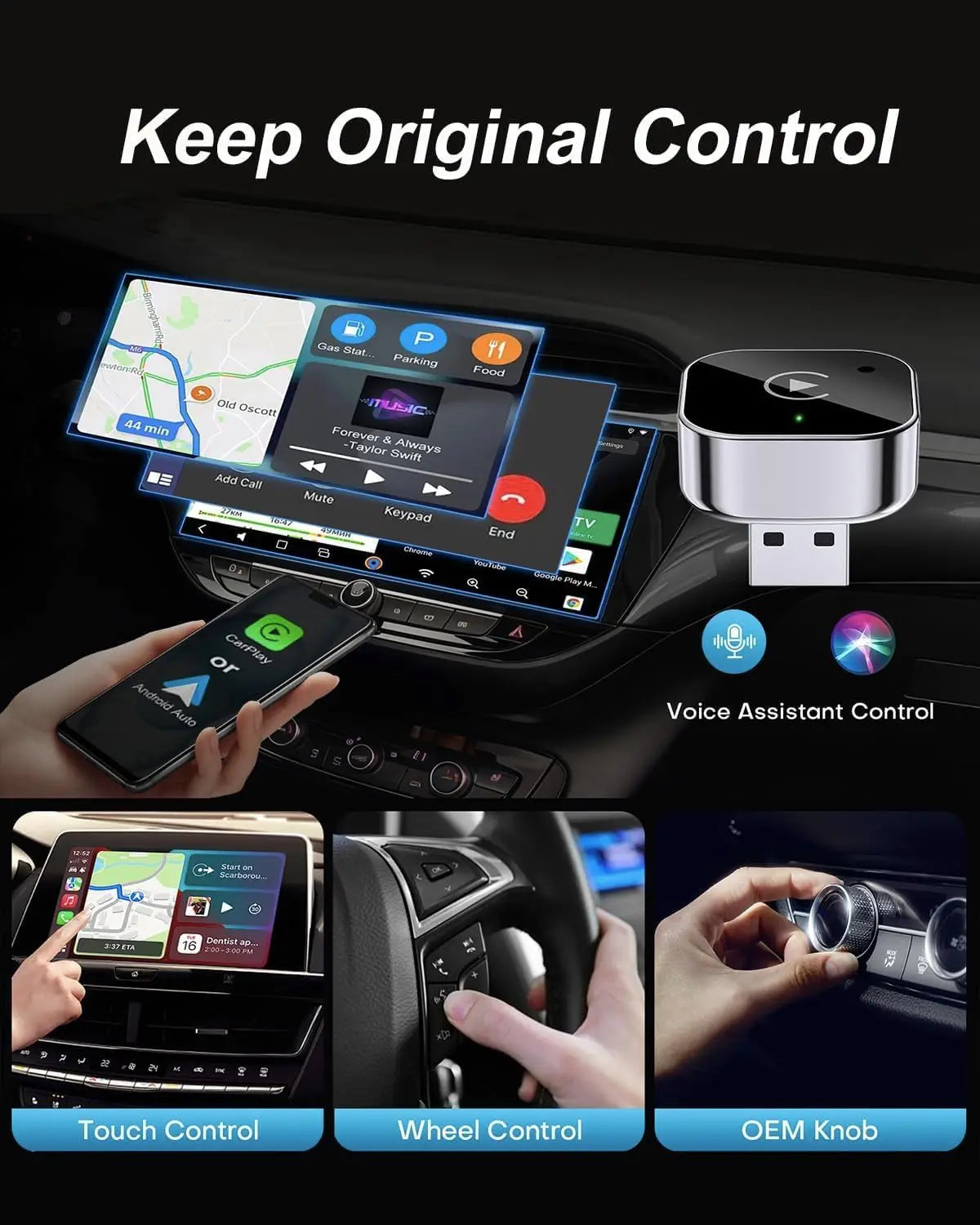 Kabellos CarPlay Dongle 2in1 Adapter – mit kabellosem Laden – SwissGlanzGarage Ansicht 6