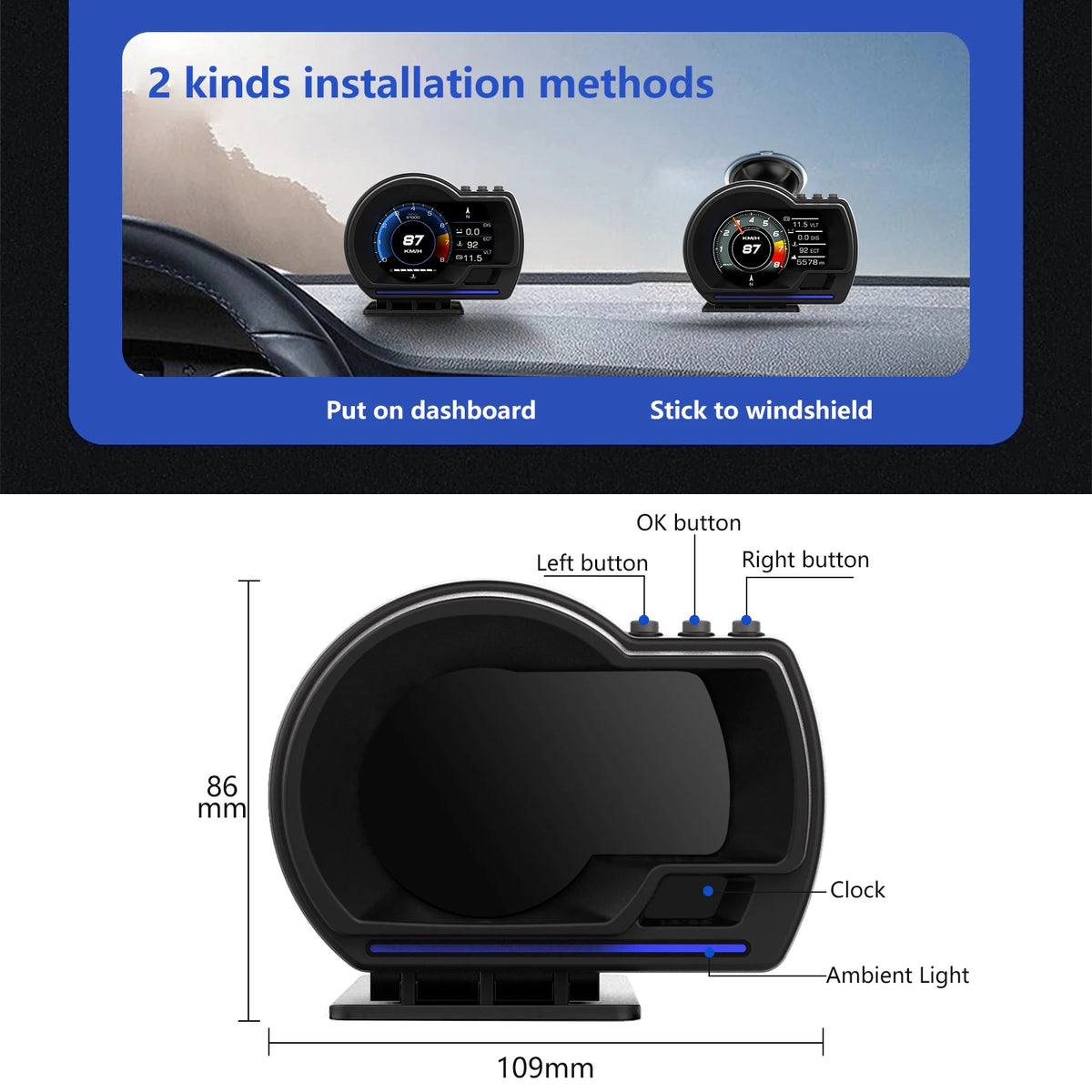 P6 OBD II Windschutzscheibe Head-Up Display – SwissGlanzGarage Ansicht 5