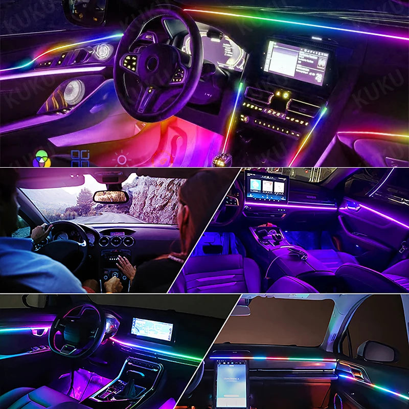 64 RGB Auto Umgebungs Licht Auto Innen Lichter Streifen DIY Auto Innen LED Streifen Für PEUGEOT 208 2019 2020 2021 20...