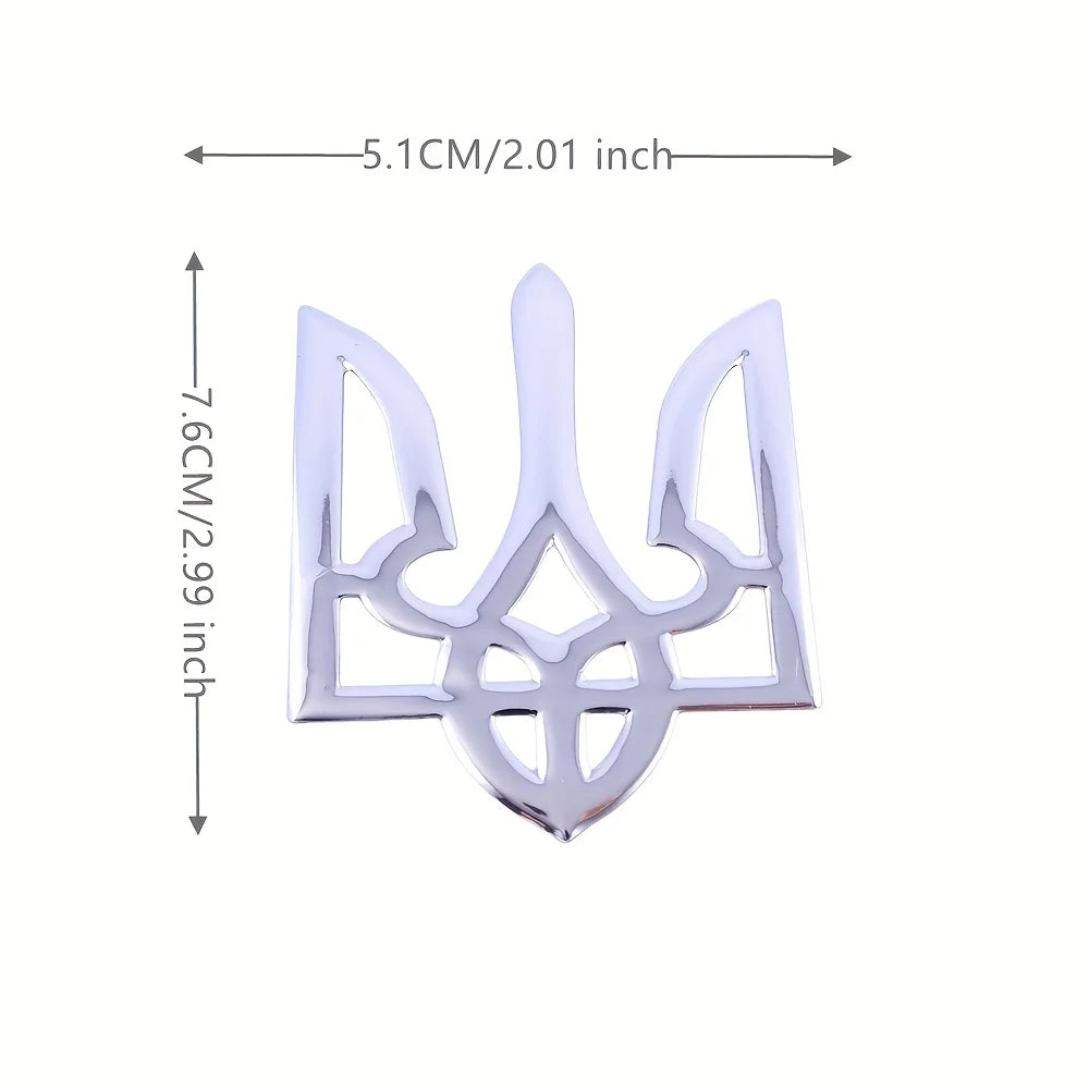 Ukrainischer Trident Chrom Aufkleber 3D Emblem – SwissGlanzGarage Ansicht 2
