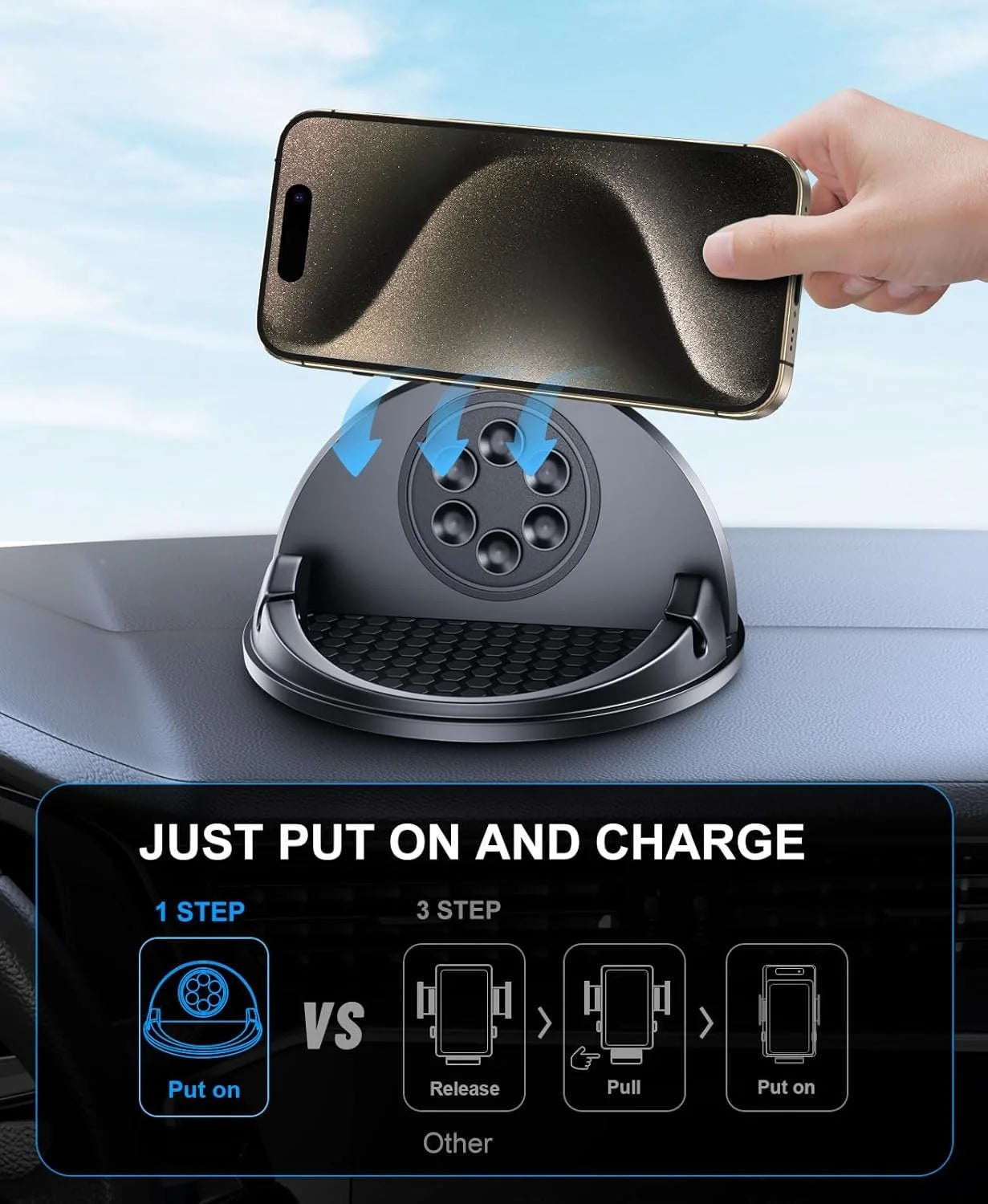 Auto-Handyhalter für kabelloses Ladegerät, 15-W-Ladetelefonhalter für iPhone, Samsung, Google usw. Geeignet für Armat...