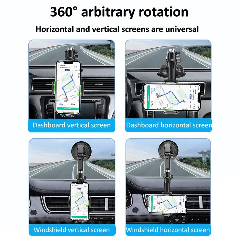360 ° Saugnapf-Autohalterung für Smartphones, Universelle Halterung für Mittelkonsole und Windschutzscheibe mit Verst...