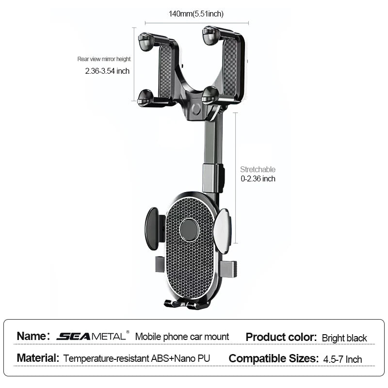 SEAMETAL Auto-Rückspiegel Handyhalter 360° – SwissGlanzGarage Ansicht 3