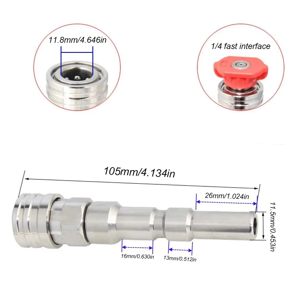 Hochdruckreinigungs-Gun Adapter Edelstahl 1/4in – SwissGlanzGarage Ansicht 4