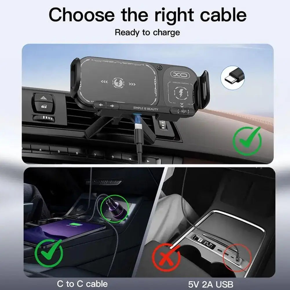 Kabelloser Auto-Ladegerät-Handyhalter mit Dual-Spule für schnelles kabelloses Laden, kompatibel mit Huawei, faltbarer...