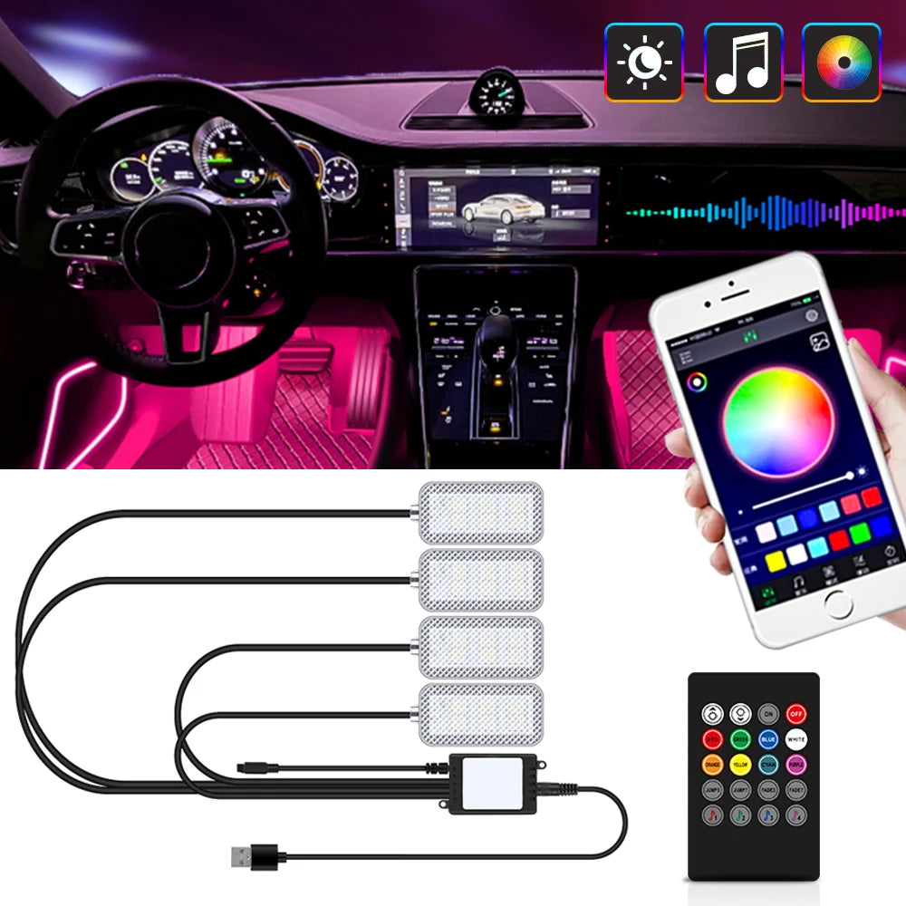 Neon-Auto-LED-Innenbeleuchtung, RGB-Umgebungslicht-Set…