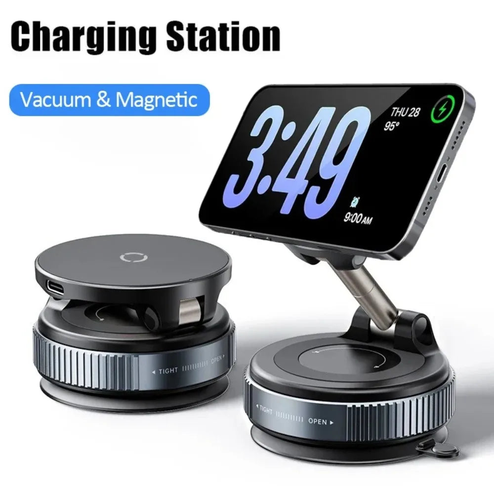 Magnetischer kabelloser Ladegerät-Telefonhalter für das Auto und 360° ° Rotations-Vakuum-Saugnapf-Ständer für iPhone ...