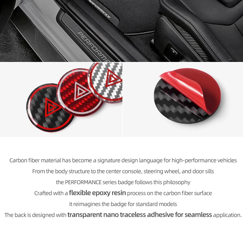 Carbon Fiber Notlicht-Knopf Aufkleber Set – SwissGlanzGarage Ansicht 5