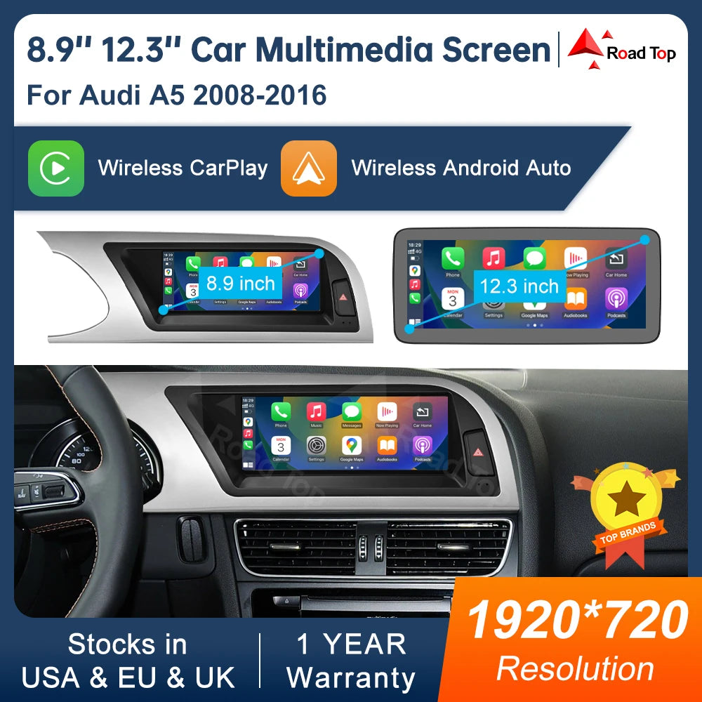 8.9 Zoll Multimedia Display Touchscreen für Audi A5 S5 – SwissGlanzGarage Ansicht 2