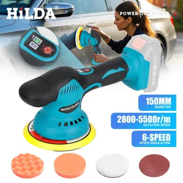 HILDA Kabelloser Autopolierer 6-Gang-Elektropoliermaschine Wachs-Schleifer Autolack-Reparaturwerkzeug Auto-Zubehör