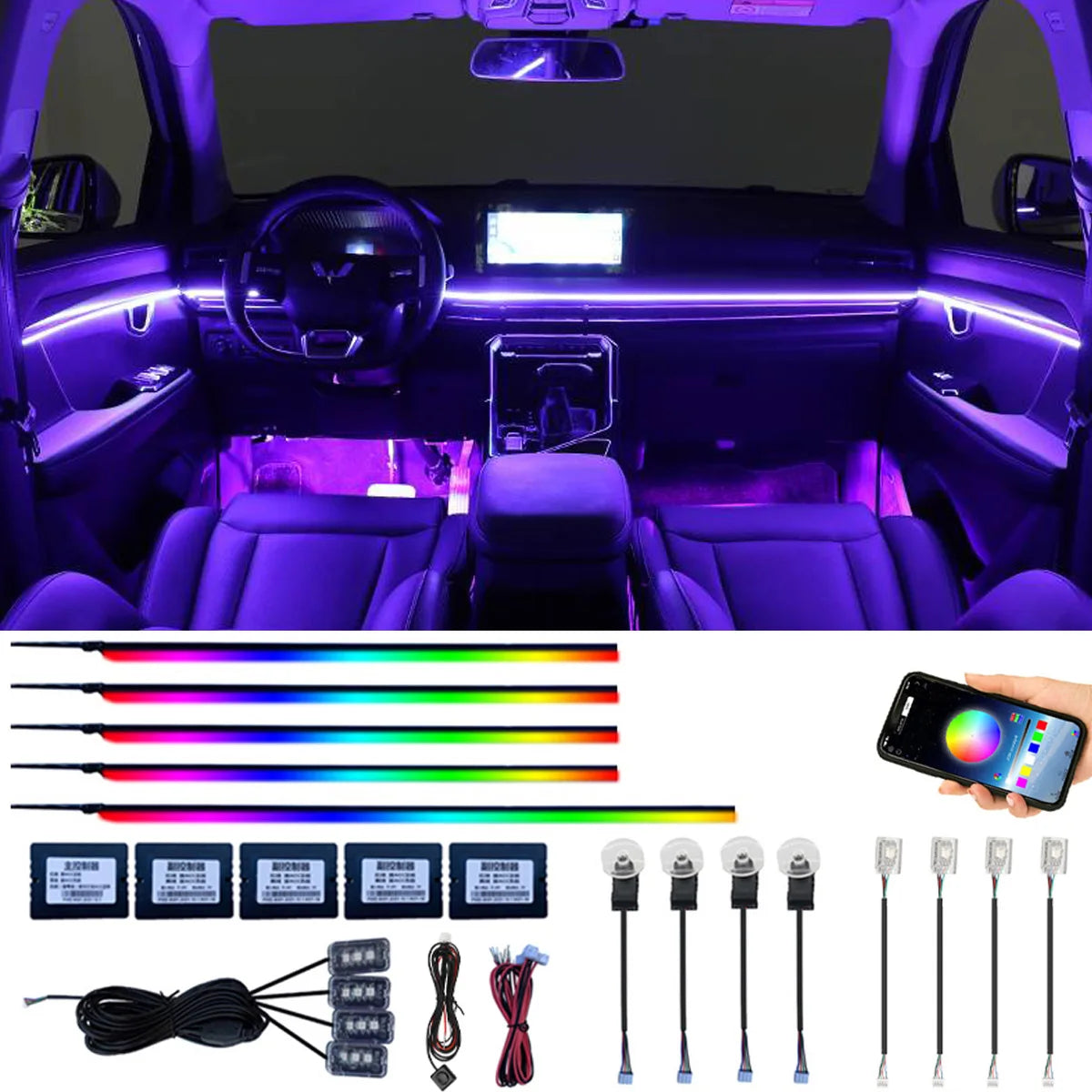 LED Umgebungslicht Auto Innenbeleuchtung Streifen Neon RGB