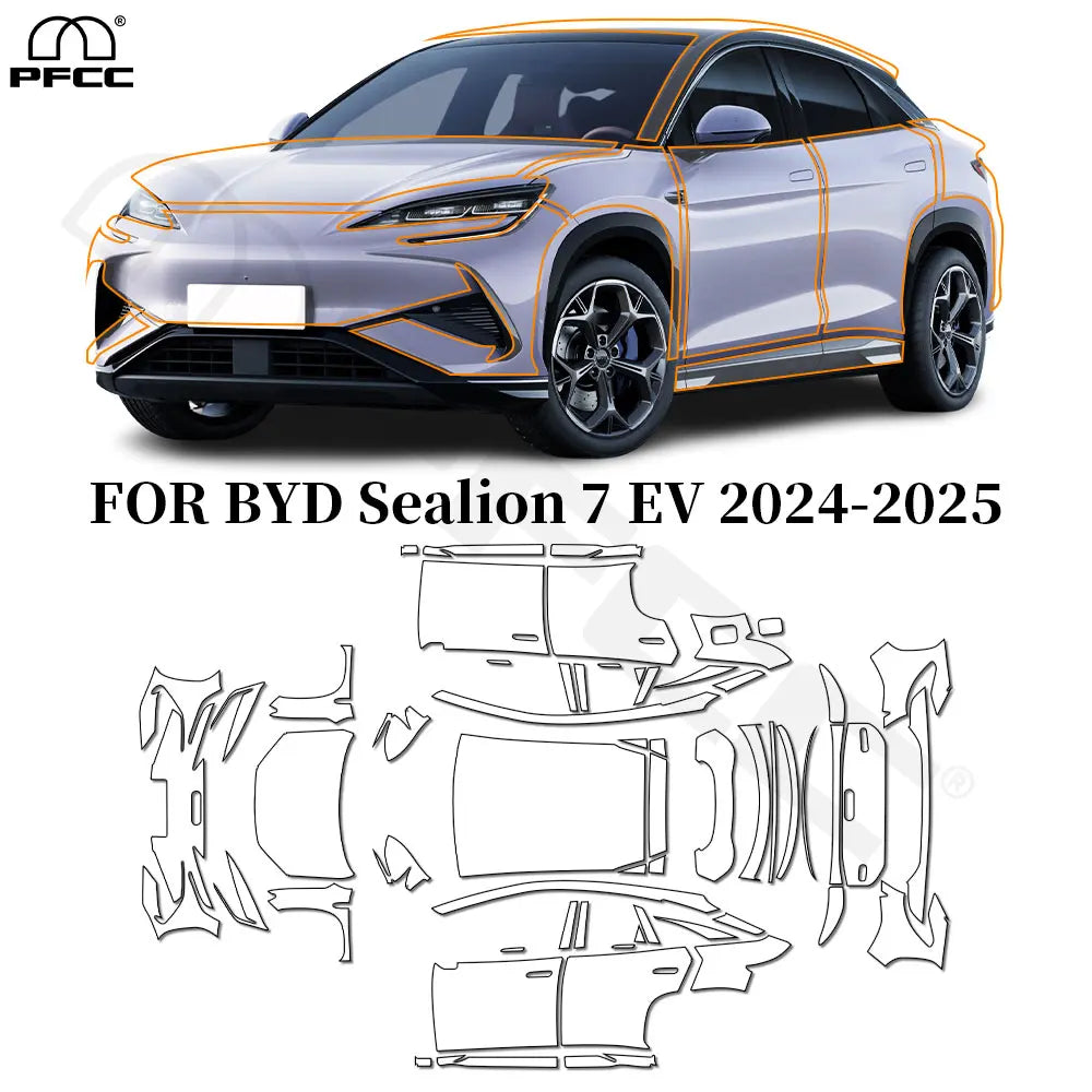 Für BYD Sealion 7 EV 2024 2025 9Mil TPU Lackschutzfolie Anti-Kratzer Auto vorges