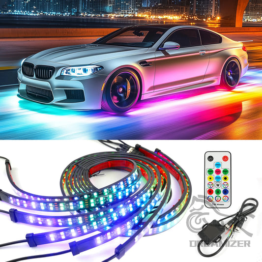 6PCS Fließende Farbe RGB LED Streifen Unter Auto Neon…