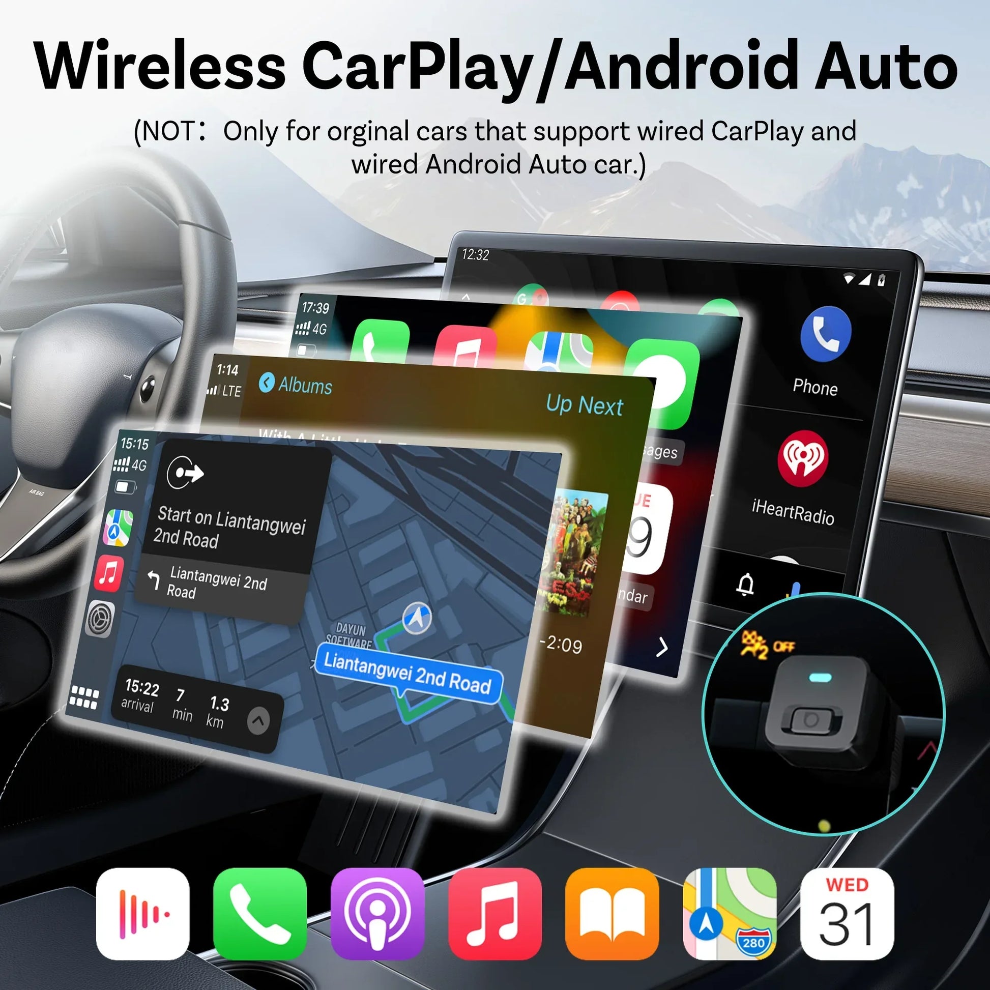 Ottocast Mini Dot Kabellos CarPlay Adapter – SwissGlanzGarage Ansicht 3