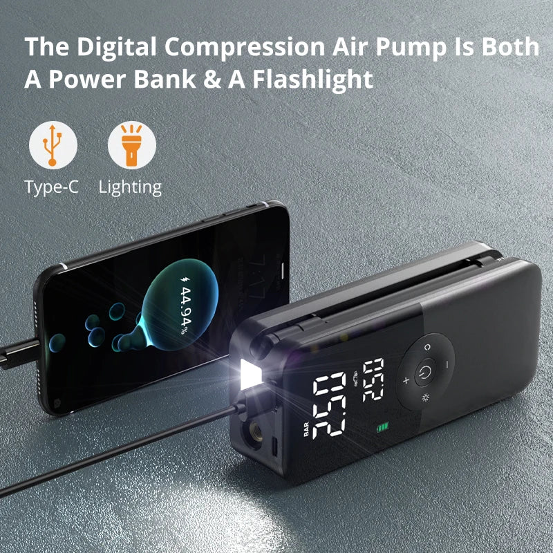 CARSUN Wiederaufladbare Luftpumpe Reifen Inflator Tragbare Kompressor Digitale Cordless Auto Reifen Inflator Für Moto...