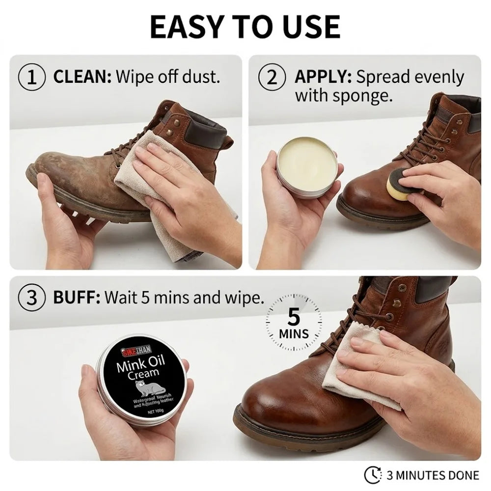 Mink Oil Lederpflegecreme 100g – SwissGlanzGarage Ansicht 6