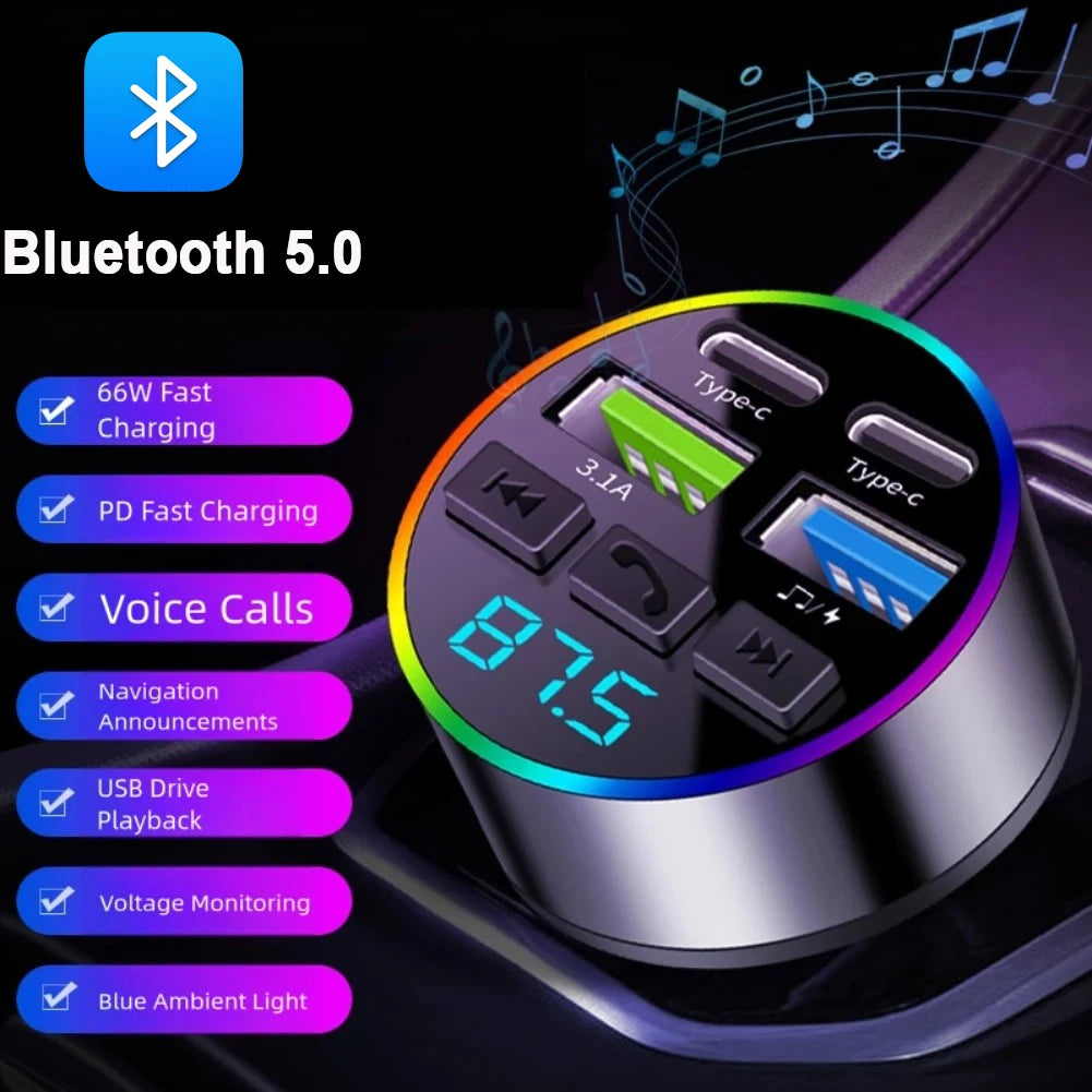 Bluetooth 5.0 FM Transmitter USB Ladegerät – SwissGlanzGarage Ansicht 2