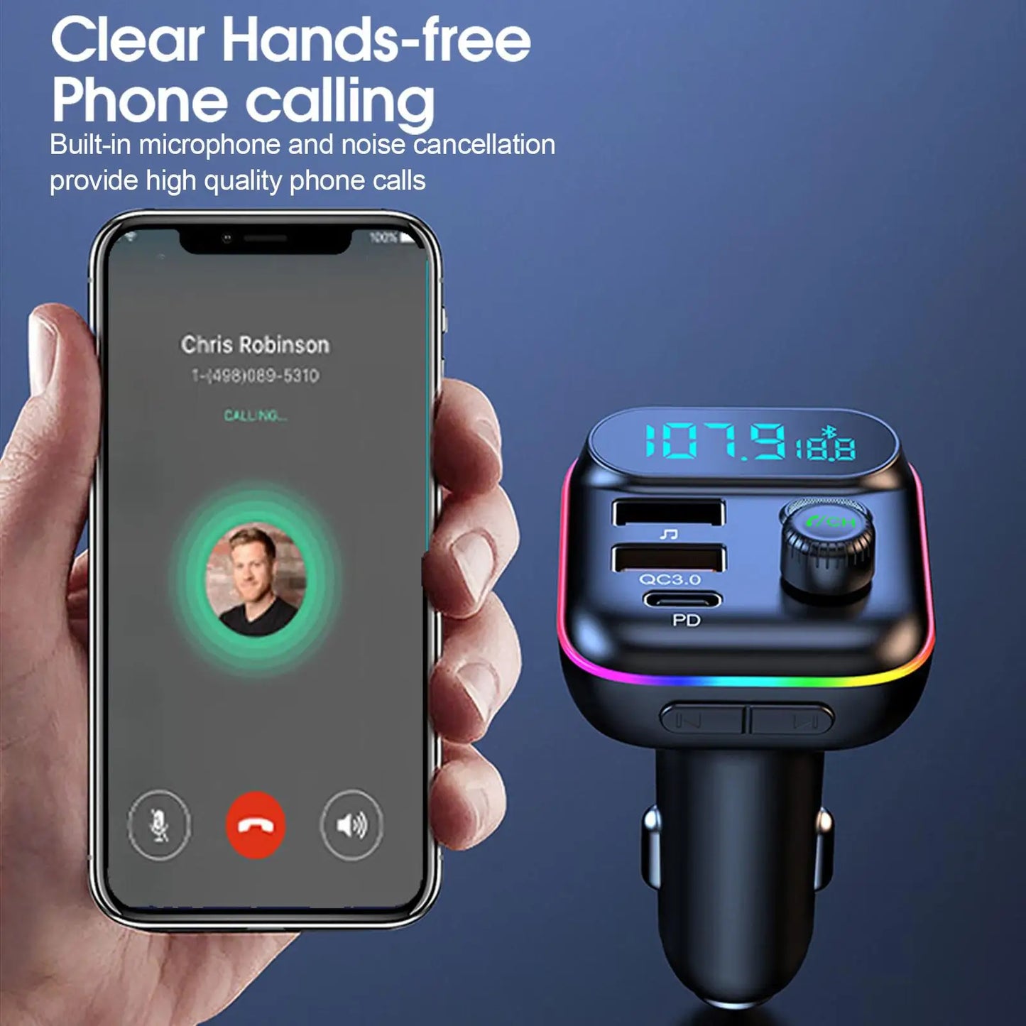 FM-Transmitter PD QC3.0 Dual USB-C Bluetooth 5.0 – SwissGlanzGarage Ansicht 4