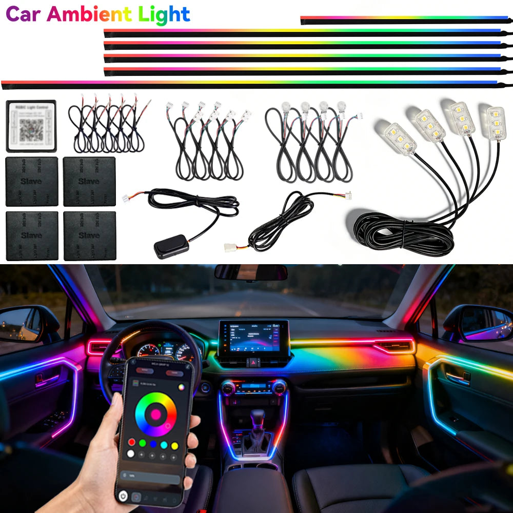 Auto Ambientebeleuchtung Set RGB 64 Farben LED-Streifenlichter