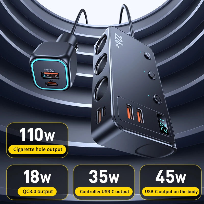226W 9-in-1 Zigarettenanzünder Splitter mit USB-Ladegerät – SwissGlanzGarage Ansicht 5