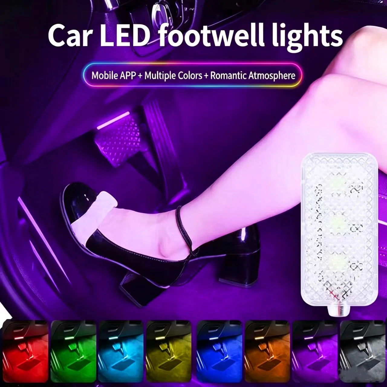 LED Auto-Innenraumbeleuchtung RGB Dekorative Lampe Fußraumbeleuchtungs-Set Zubehör mit Fernbedienung App-Musiksteuerung