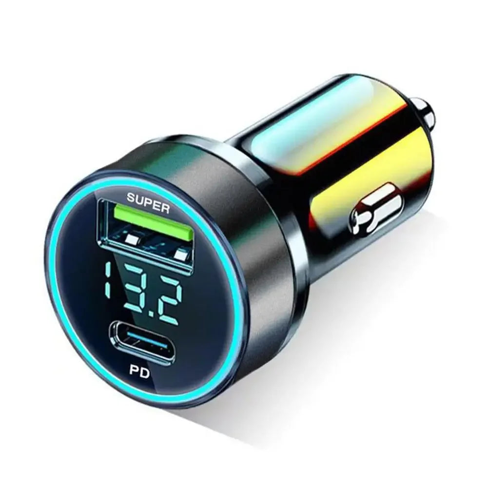 120W USB-C Auto-Ladegerät mit Digitalanzeige – SwissGlanzGarage Ansicht 4