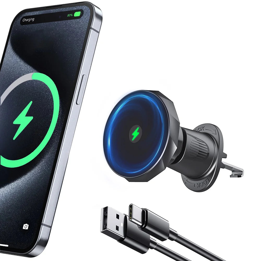 15 W magnetischer kabelloser Autotelefonhalter, verstellbar, 360 Grad, Autoladegerät für iPhone 16 15 14 13 12 Xiaomi...