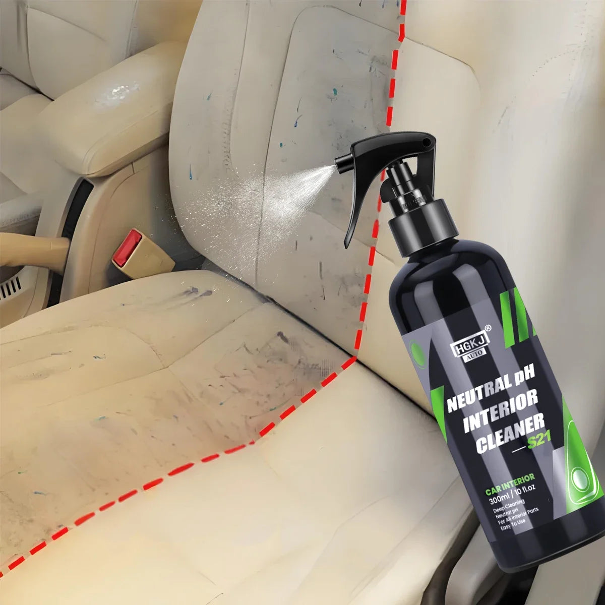 Auto-Innenreiniger, Deckenreiniger, Leder, Flanellgewebe, wasserfrei, Mehrzweck-