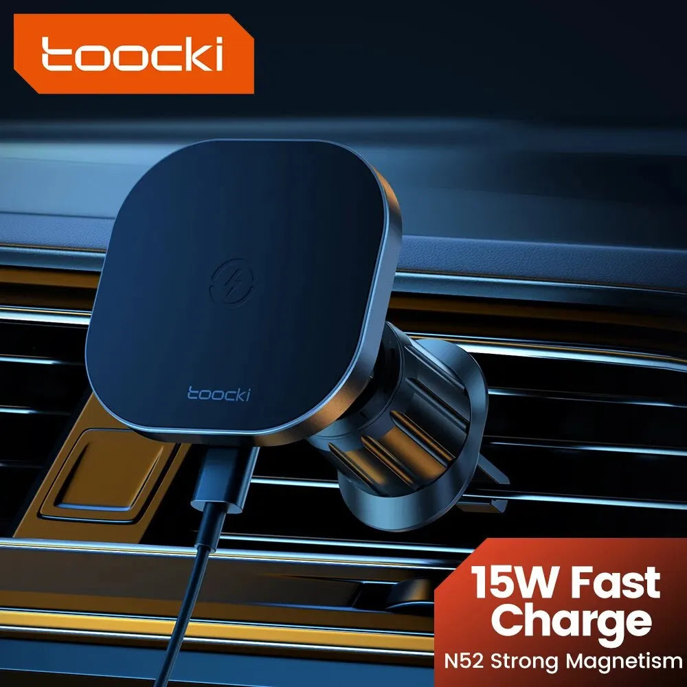 Toocki Magnetisches kabelloses Auto-Ladegerät, Autotelefonhalter, Luftauslass, 15 W, Schnellladegerät im Auto für iPh...