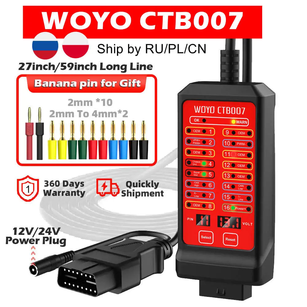 WOYO 12V 24V OBD Breakout Box 16 Pin – SwissGlanzGarage Ansicht 2