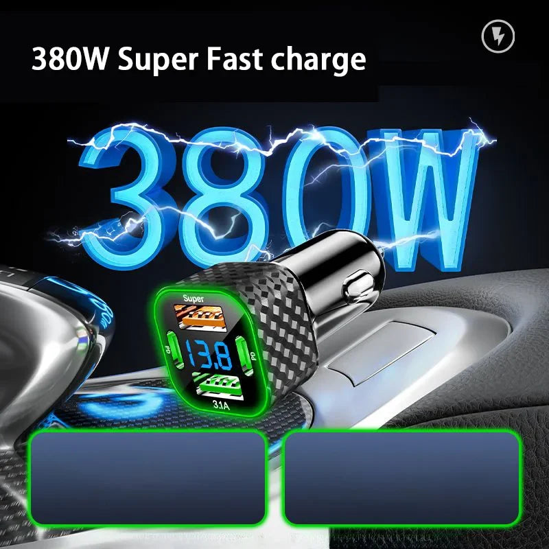 Lenovo 380W 4 in 1 USB Zigarettenanzünder Ladegerät – SwissGlanzGarage Ansicht 2